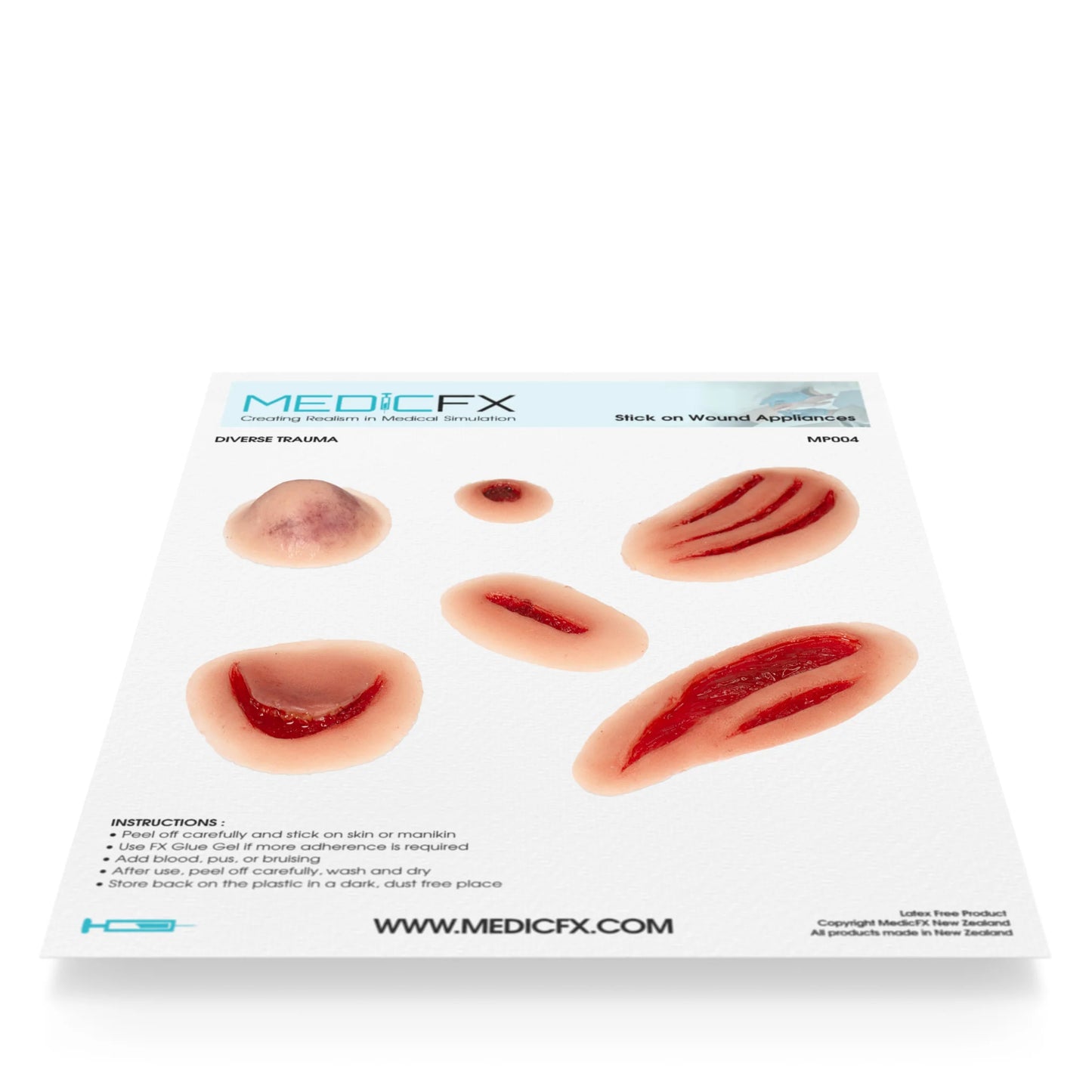 Sheet with various trauma wounds