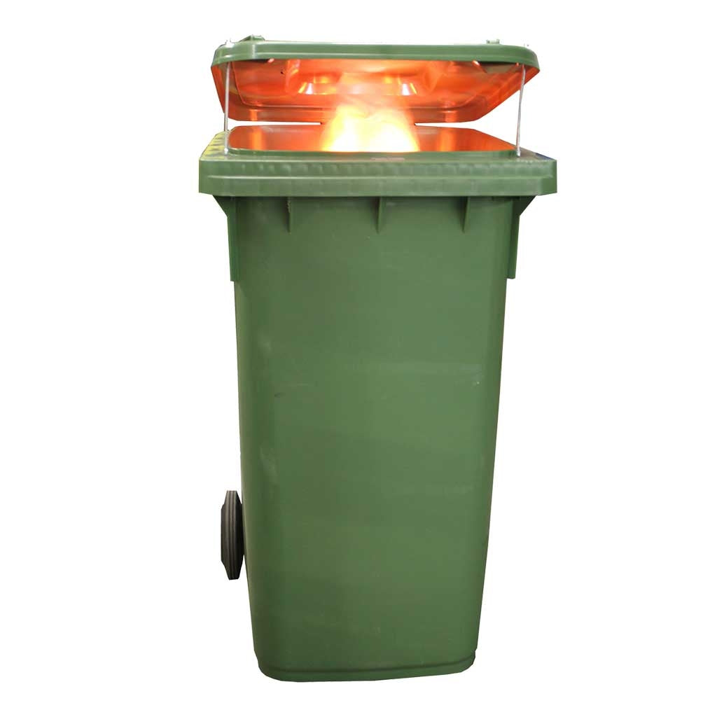 Simulated Burning Garbage Container