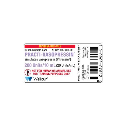 Practi-Vasopressin 200U/10mL Vial Label (Pack of 100)