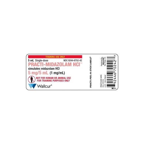 Practi-Midazolam HCl 5mg/5mL Vial Label (Pack of 100)